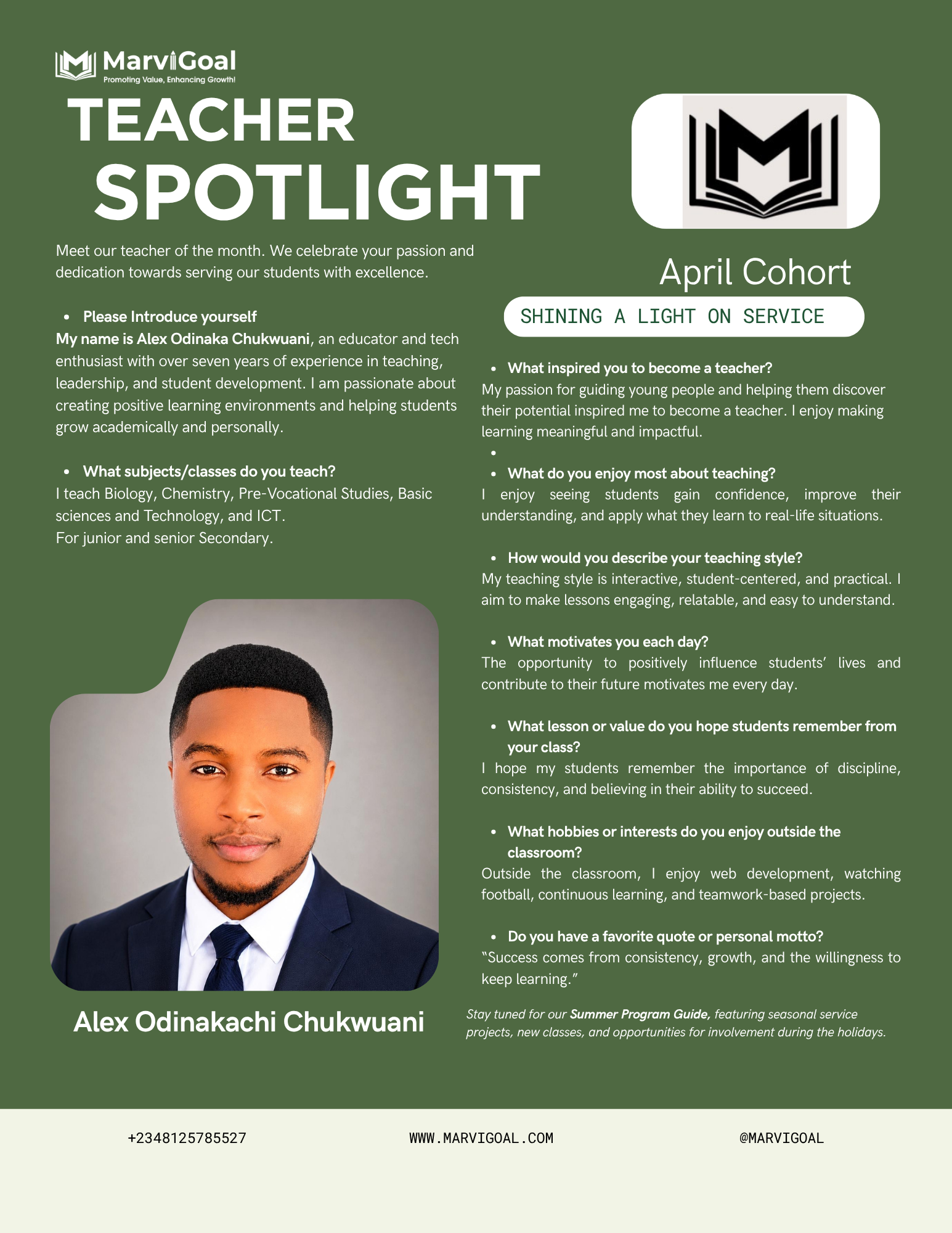April Cohort Educator Spotlight
